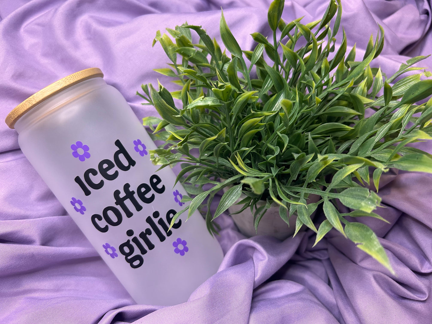 Iced coffee girlie 20oz frosted glass cup