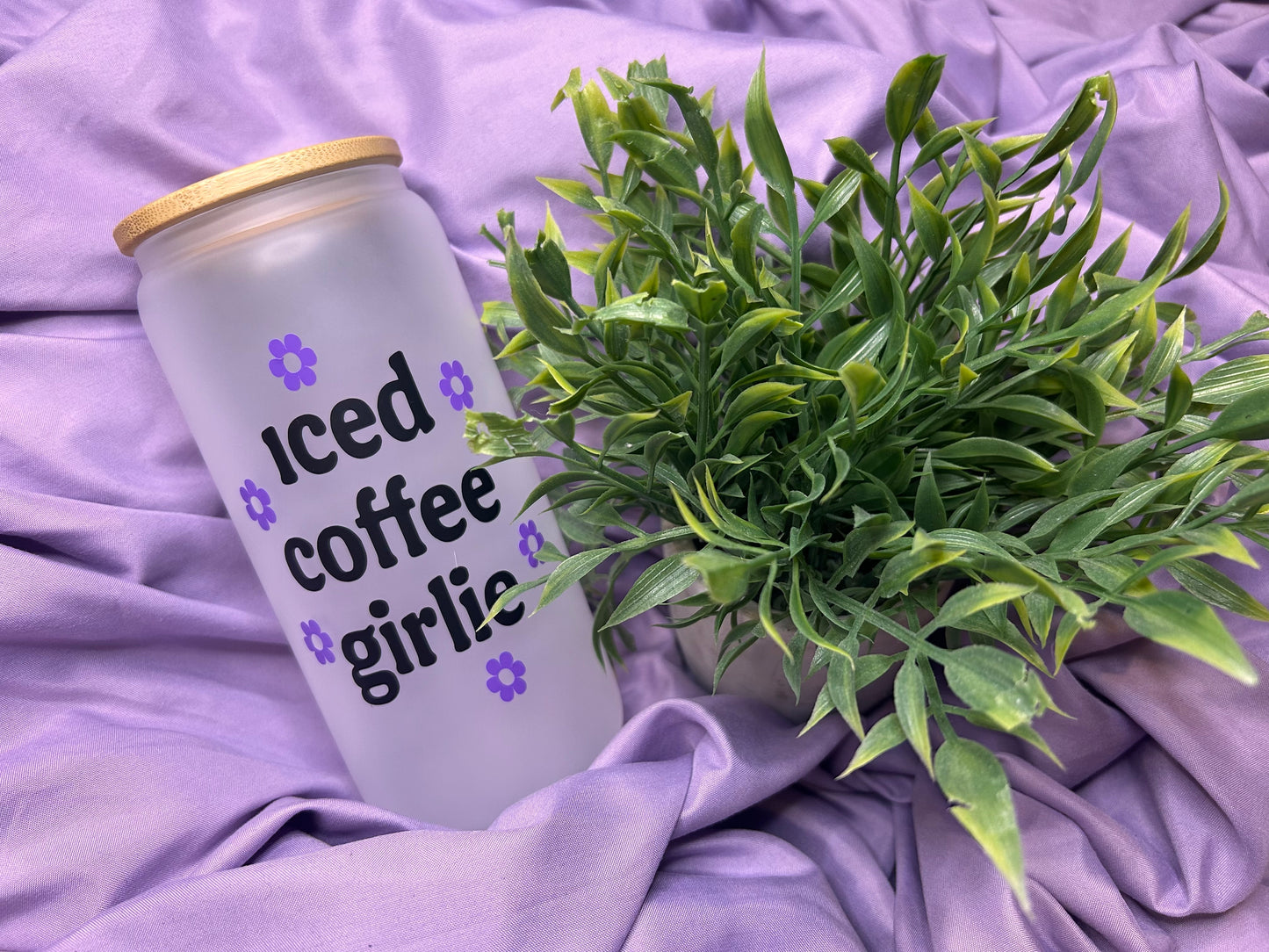 Iced coffee girlie 20oz frosted glass cup