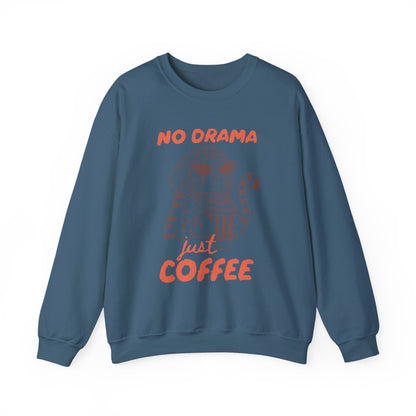 No Drama Just Coffee Sweatshirt — Cat Holding Coffee Vintage Graphic Crewneck