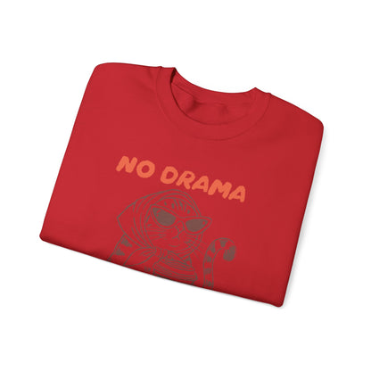 No Drama Just Coffee Sweatshirt — Cat Holding Coffee Vintage Graphic Crewneck