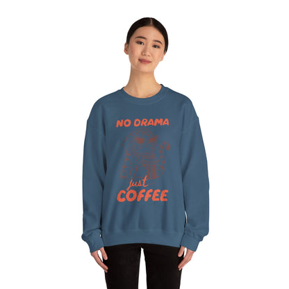 No Drama Just Coffee Sweatshirt — Cat Holding Coffee Vintage Graphic Crewneck