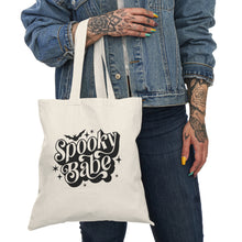 Load image into Gallery viewer, Spooky Babe Natural Tote Bag — Halloween Cotton Shopper Tote
