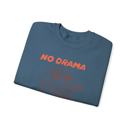 No Drama Just Coffee Sweatshirt — Cat Holding Coffee Vintage Graphic Crewneck