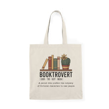 Load image into Gallery viewer, Booktrovert Tote Bag — "Book-tro-vert" Definition Canvas Book Lover Tote
