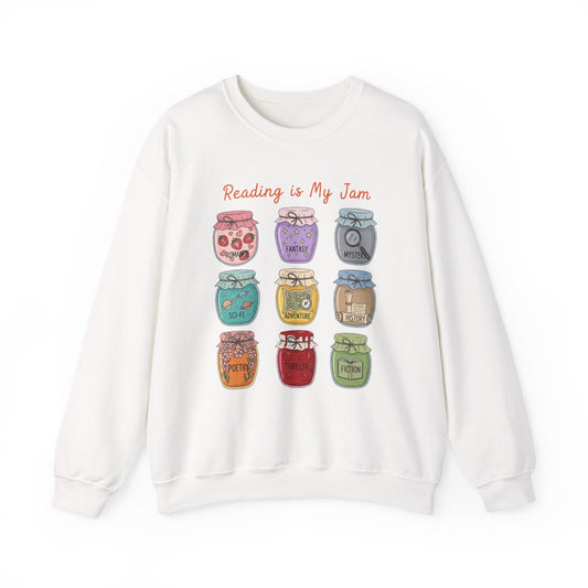 Reading Is My Jam Sweatshirt — Cozy Booklover Crewneck