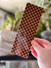 Load image into Gallery viewer, Orange &amp; Black Checkered Bookmark
