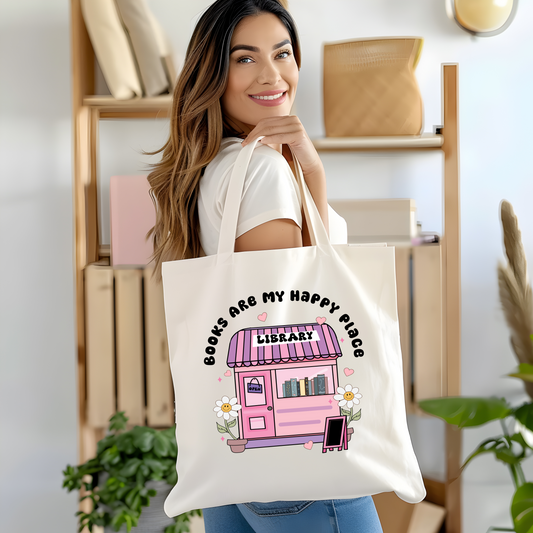 Books Are My Happy Place Tote Bag