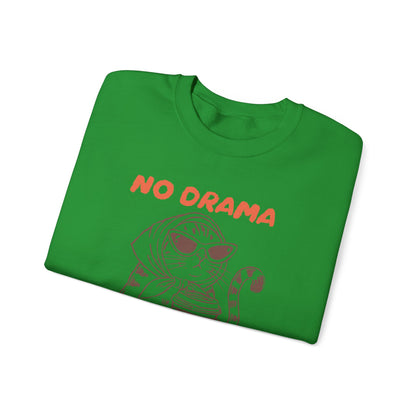 No Drama Just Coffee Sweatshirt — Cat Holding Coffee Vintage Graphic Crewneck