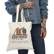Load image into Gallery viewer, Booktrovert Tote Bag — "Book-tro-vert" Definition Canvas Book Lover Tote
