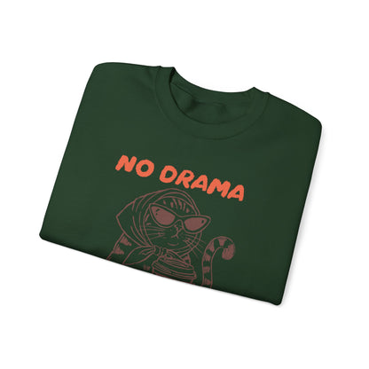 No Drama Just Coffee Sweatshirt — Cat Holding Coffee Vintage Graphic Crewneck