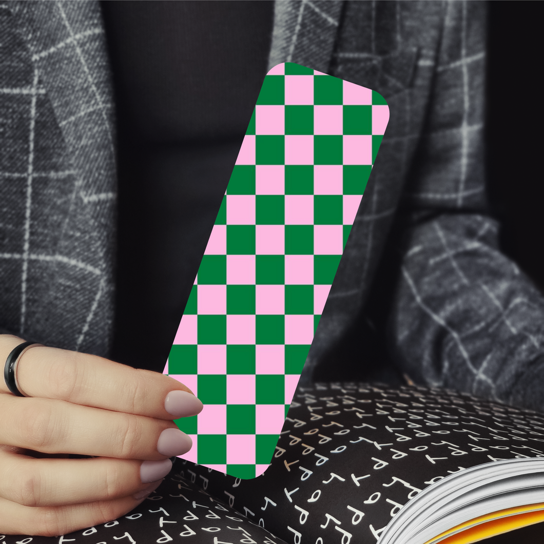 Pink & Green Checkered Bookmark