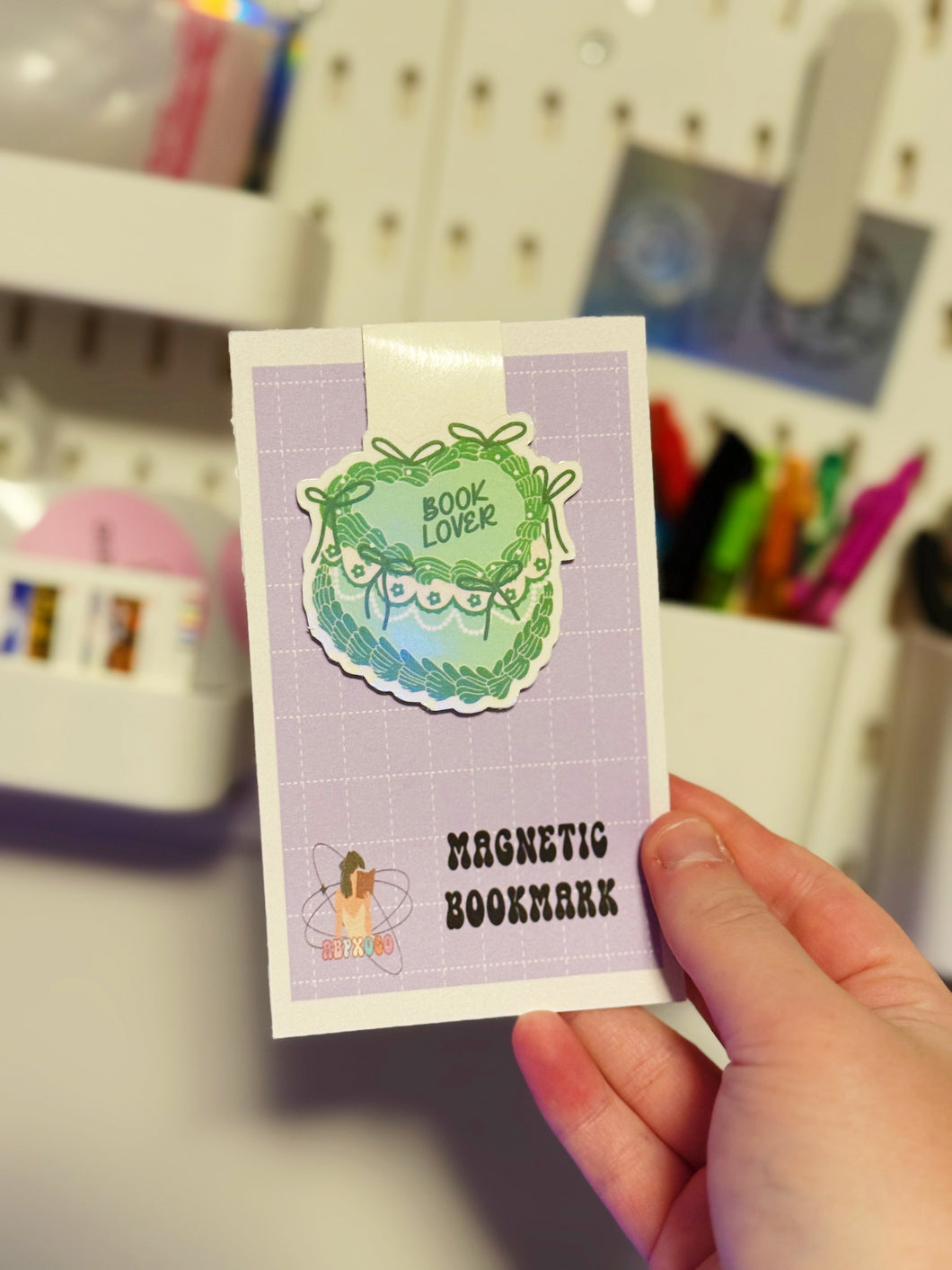 Green Cake Book Lover Magnetic Bookmark