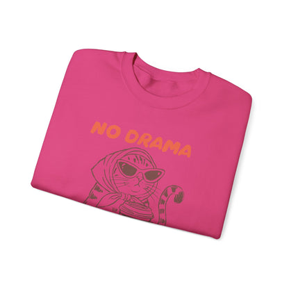 No Drama Just Coffee Sweatshirt — Cat Holding Coffee Vintage Graphic Crewneck