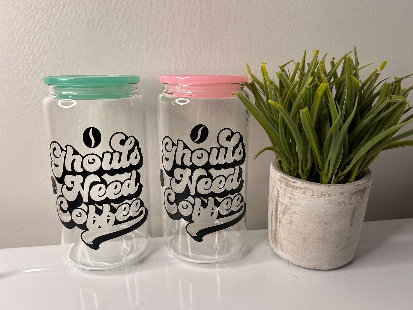 ghouls need coffee glass 16oz cup