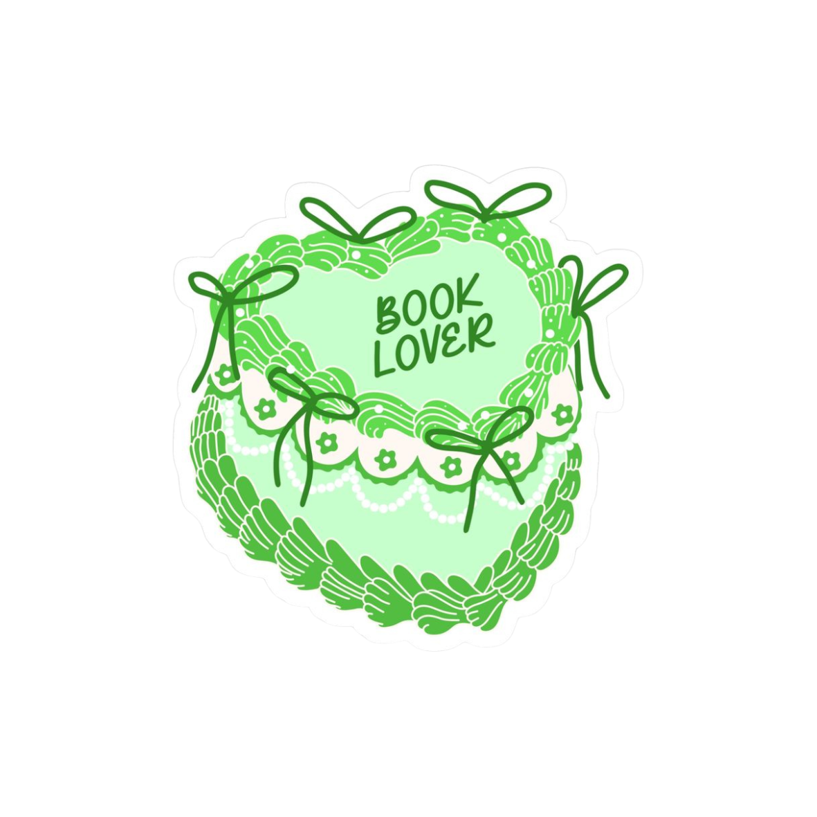 Holographic Book Lover Green Cake Sticker