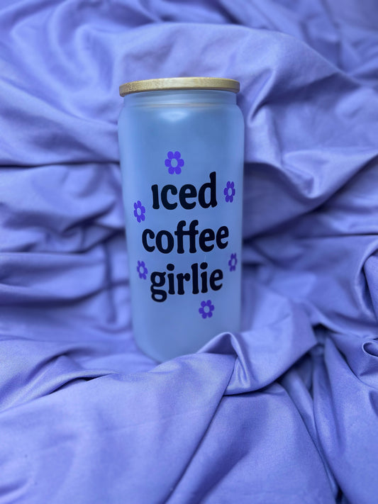 Iced coffee girlie 20oz frosted glass cup