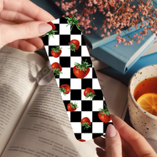 Load image into Gallery viewer, Black &amp; White Checkered Strawberry Bookmark
